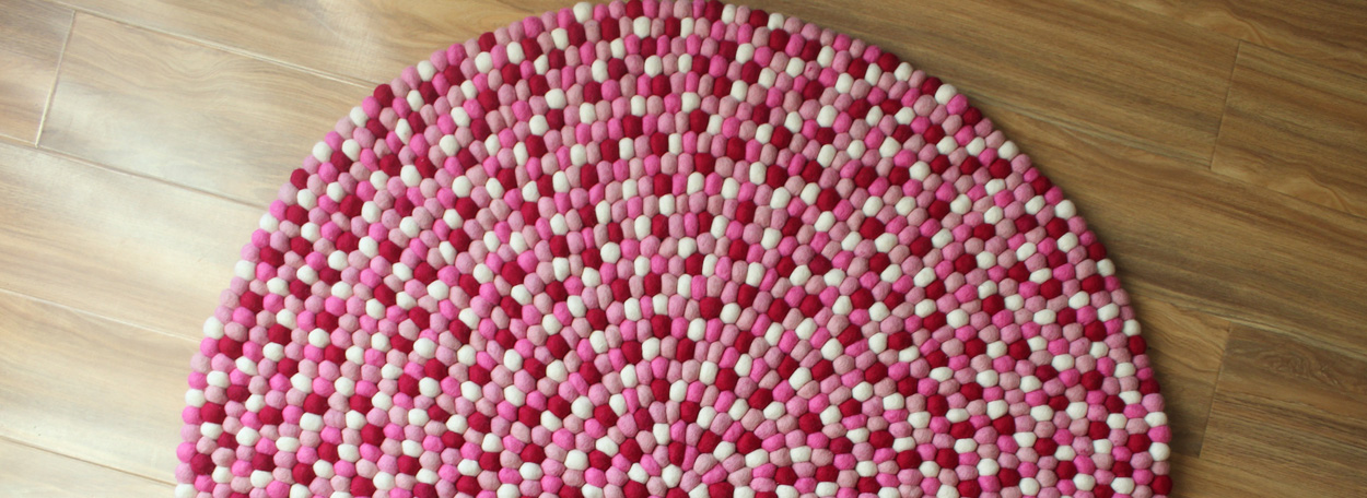 Pink Felt Ball Rug